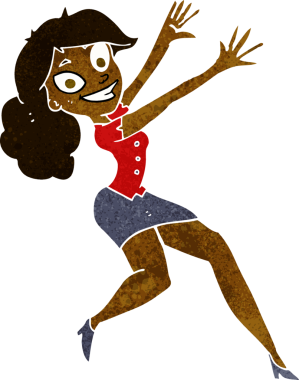 Bir insan tarafından çizilmiş mutlu kadın çizgi filmi.