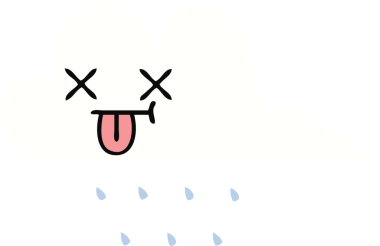 Bir insan tarafından çizilmiş bir yağmur bulutunun düz renkli retro karikatürü