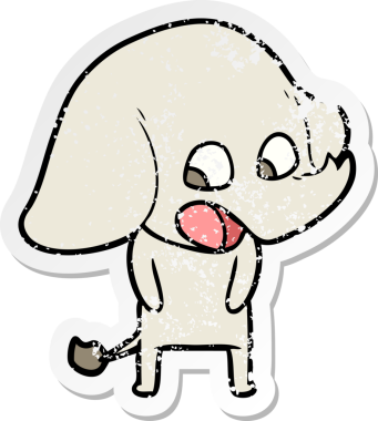 Bir insan tarafından çizilmiş şirin bir filin sıkıntılı çıkartması