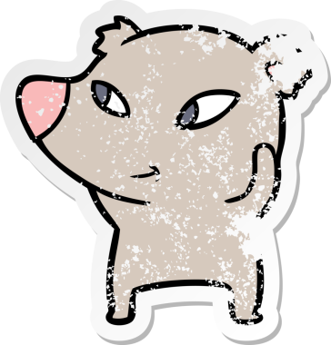 Bir insan tarafından çizilmiş şirin bir ayının sıkıntılı çıkartması.