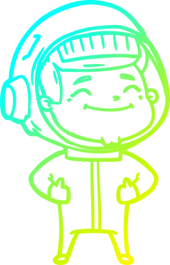 Bir insan tarafından çizilmiş mutlu bir astronotun soğuk gradyan çizimi.