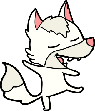 Bir insan tarafından çizilmiş gülen bir kurt.