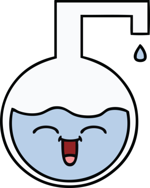 Bir insan tarafından çizilmiş bilimsel bir deneyin sevimli karikatürü.