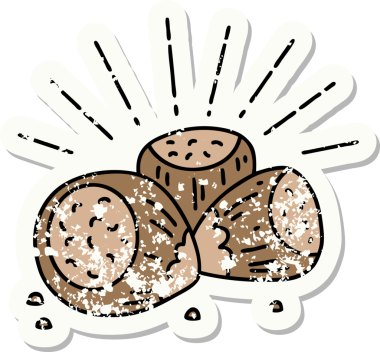 Bir insan tarafından çizilmiş eski bir dövme stili fındık yapıştırması.