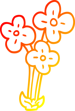 Bir insan tarafından çizilmiş bir demet çiçeğin sıcak çizgi çizimi