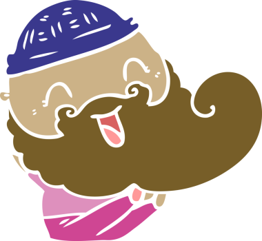 Bir insan tarafından çizilmiş mutlu sakallı adam.