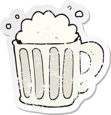 Bir insan tarafından çizilmiş karikatür birasının gerilimli yapıştırması.