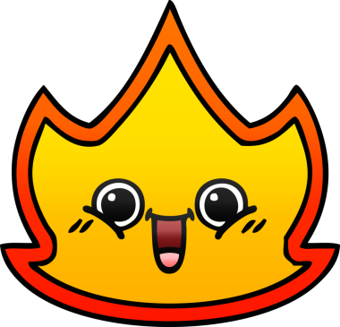 Bir insanın çizdiği ateşin gölgeli çizgi filmi.