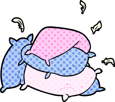 Bir insan tarafından çizilmiş yastık yığını.