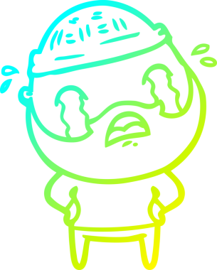 Bir insan tarafından çizilmiş ağlayan sakallı bir adamın çizdiği soğuk çizgi.