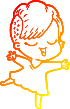 Bir insan tarafından çizilmiş mutlu bir çizgi film kızı çizimi.