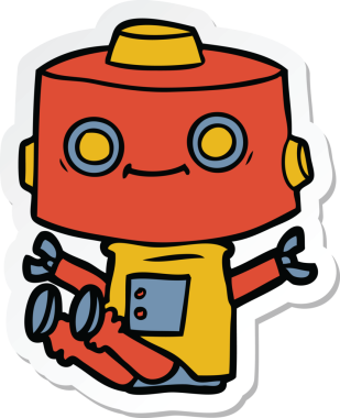 Bir insan tarafından çizilmiş robot karikatür çıkartması.