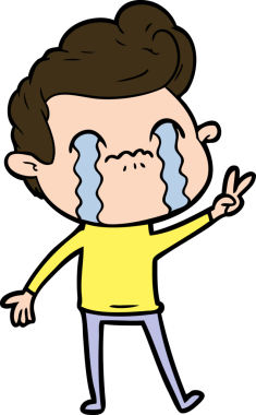 Bir insan tarafından çizilmiş ağlayan çizgi film adamı.