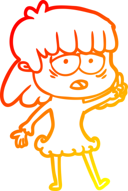 Bir insan tarafından çizilmiş, karikatür çizen, yorgun bir kadın.