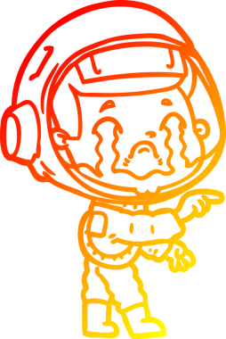 Bir insan tarafından çizilmiş, ağlayan bir astronotun sıcak çizgi çizimi