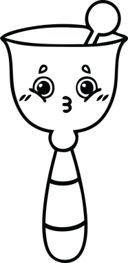 Bir insan tarafından çizilmiş okul çanının çizgi çizimi.