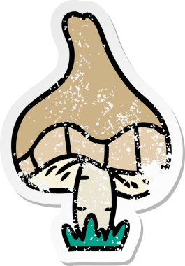 Bir insan tarafından çizilmiş tek bir mantarın el yazısı karikatürü.