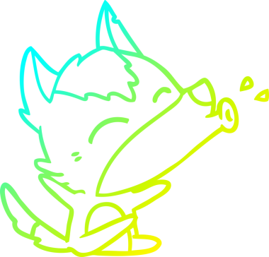 Bir insan tarafından çizilen uluyan kurt çizgi filminin soğuk gradyan çizimi