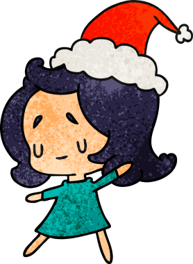 Bir insan tarafından çizilmiş kawai kızının el çizimi karikatürü.