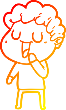 Bir insan tarafından çizilmiş gülen bir çizgi film karakterinin sıcak çizgi çizimi.