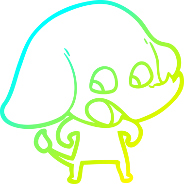 Bir insan tarafından çizilmiş şirin bir filin soğuk gradyan çizgisi