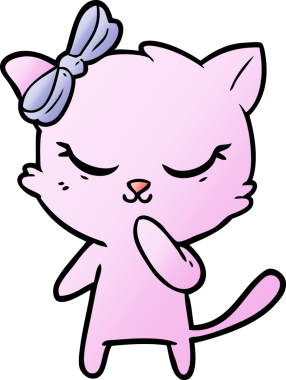 Bir insan tarafından çizilmiş sevimli çizgi film kedisi.