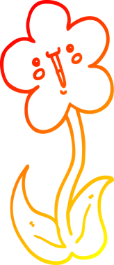 Bir insan tarafından çizilmiş karikatür çiçeğinin sıcak çizgi çizimi