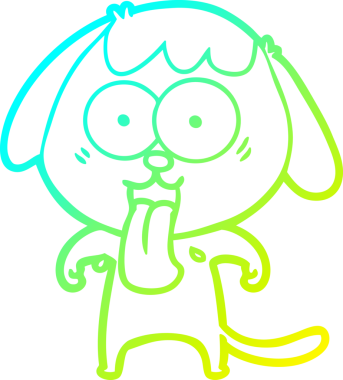 Bir insan tarafından çizilmiş şirin bir çizgi köpeğin soğuk gradyan çizgisi.