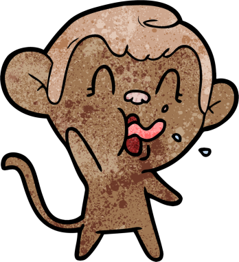 Bir insan tarafından çizilmiş çılgın çizgi film maymunu