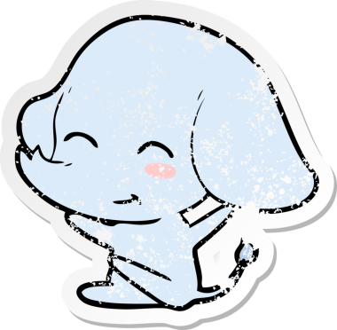 Bir insan tarafından çizilmiş şirin bir filin sıkıntılı çıkartması