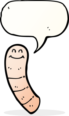 bir insan tarafından çizilmiş konuşma baloncuklu çizgi film solucanı