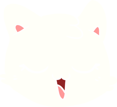 Bir insan tarafından çizilmiş düz renkli çizgi film kedi yüzü