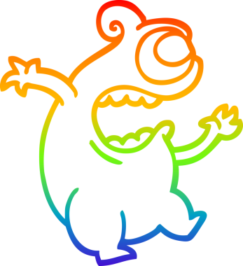 Gökkuşağı gradyan çizgi çizimi Bir insan tarafından çizilmiş yeşil uzaylı çizgi