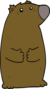 Bir insan tarafından çizilmiş çizgi film ayısı.