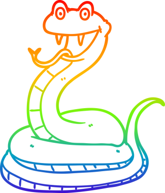 Gökkuşağı gradyan çizgi çizimi Bir insan tarafından çizilmiş mutlu yılan