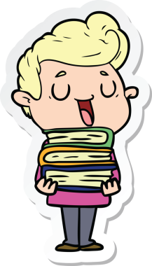 Bir insan tarafından çizilmiş mutlu bir çizgi film karakterinin çıkartması.