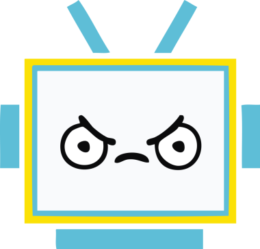 Bir insan tarafından çizilmiş robot kafasının düz renkli retro karikatürü