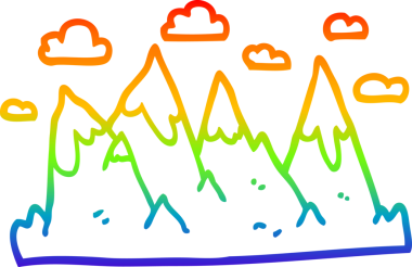 gökkuşağı gradyan çizgi çizimi bir insan tarafından çizilmiş bir dağ sırası