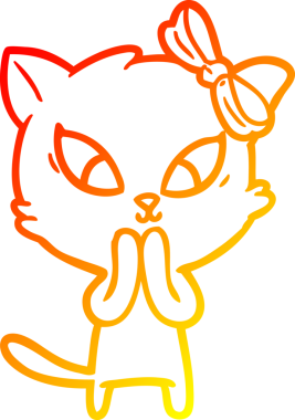 Bir insan tarafından çizilmiş çizgi film kedisinin sıcak çizgi çizimi