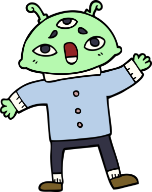 Bir insan tarafından çizilmiş uzaylı uzay adamını karala