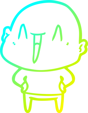 Bir insan tarafından çizilmiş, mutlu, kel bir adamın çizdiği soğuk çizgi.