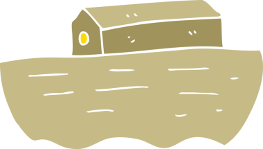 Nuh 'un gemisinin bir insan tarafından çizilmiş düz renk çizimi