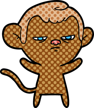 Bir insan tarafından çizilmiş sinir bozucu bir maymun.