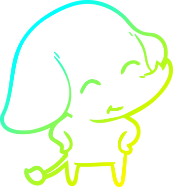 Bir insan tarafından çizilmiş şirin bir filin soğuk gradyan çizgisi