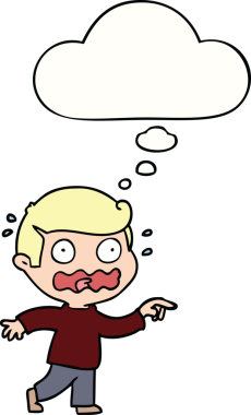 Çizgi film, bir insan tarafından çizilen düşünce baloncuğuyla işaret ederek vurguladı