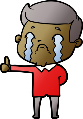 Bir insan tarafından çizilmiş ağlayan çizgi film adamı.