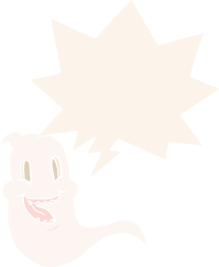 Bir insan tarafından çizilmiş eski tarz konuşma baloncuğu olan karikatür hayaleti.