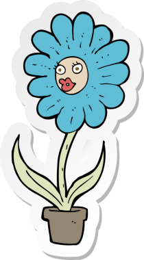 Bir insan tarafından çizilmiş karikatür çiçeğinin çıkartması.