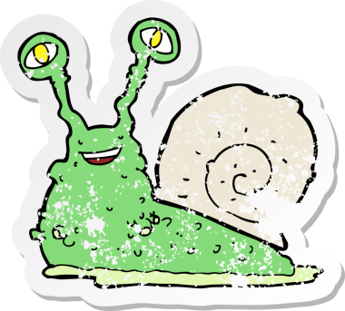 Bir insan tarafından çizilmiş bir salyangozun gerilmiş çıkartması.