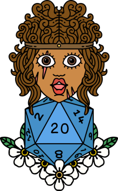 Retro Dövme Tarzı İnsan Barbarlığı Bir insan tarafından çizilmiş 20 zar ile